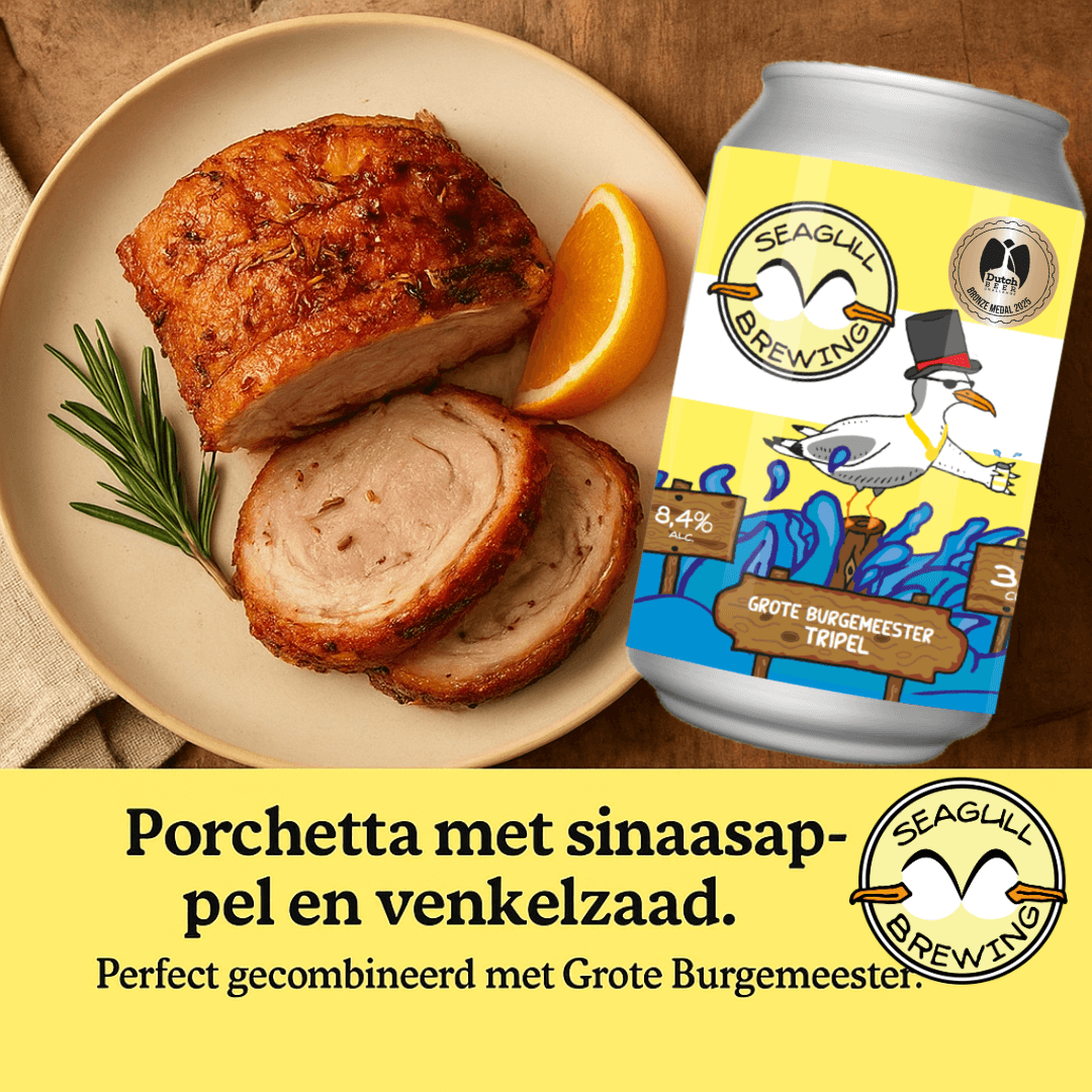 porchetta met grote burgemeester tripel van seagull brewing