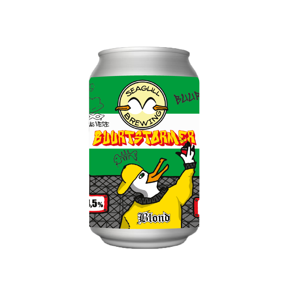 Blikje Buurtstormer blond bier van Seagull Brewing
