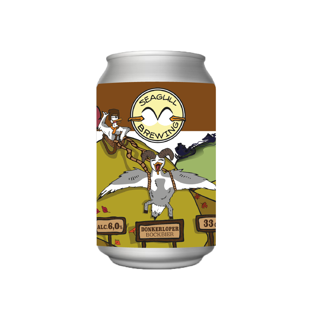 Blikje Donkerloper bockbier van Seagull Brewing