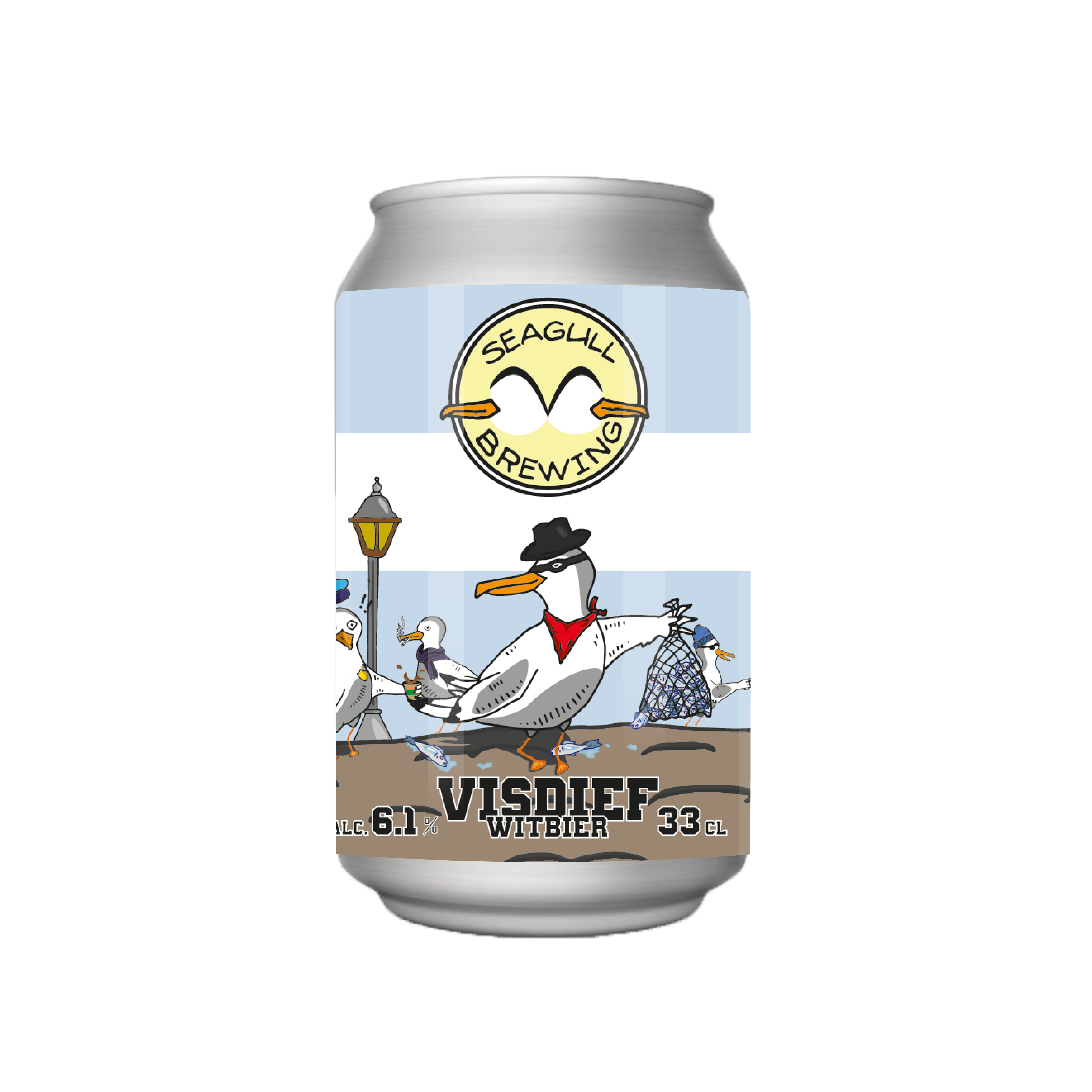 Blikje Visdief witbier van Seagull Brewing